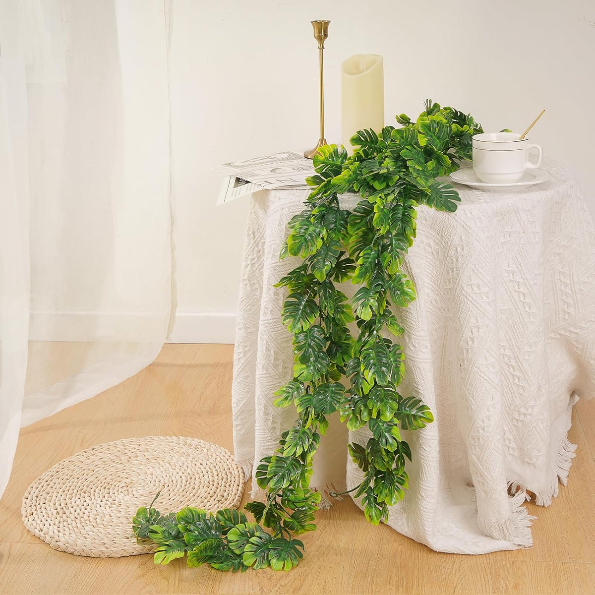 Dolicer Artificial Monstera Leaf Vines 5.6Ft Greenery Garland