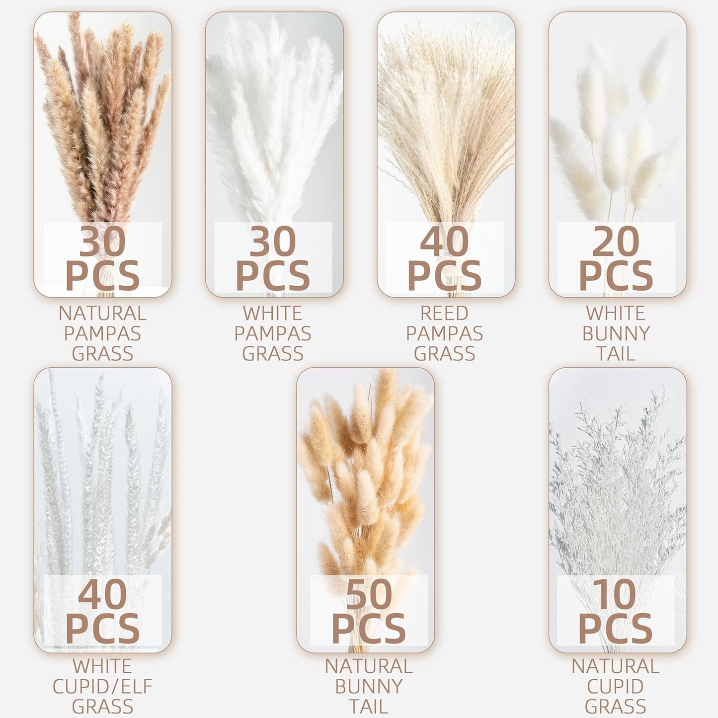 96PCS Natural Dried Pampas Grass Boho Home Decor Bouquet Phragmites Dried Flowers Bouquet for Wedding Floral Arrangements Living Room Decorations (96PCS)