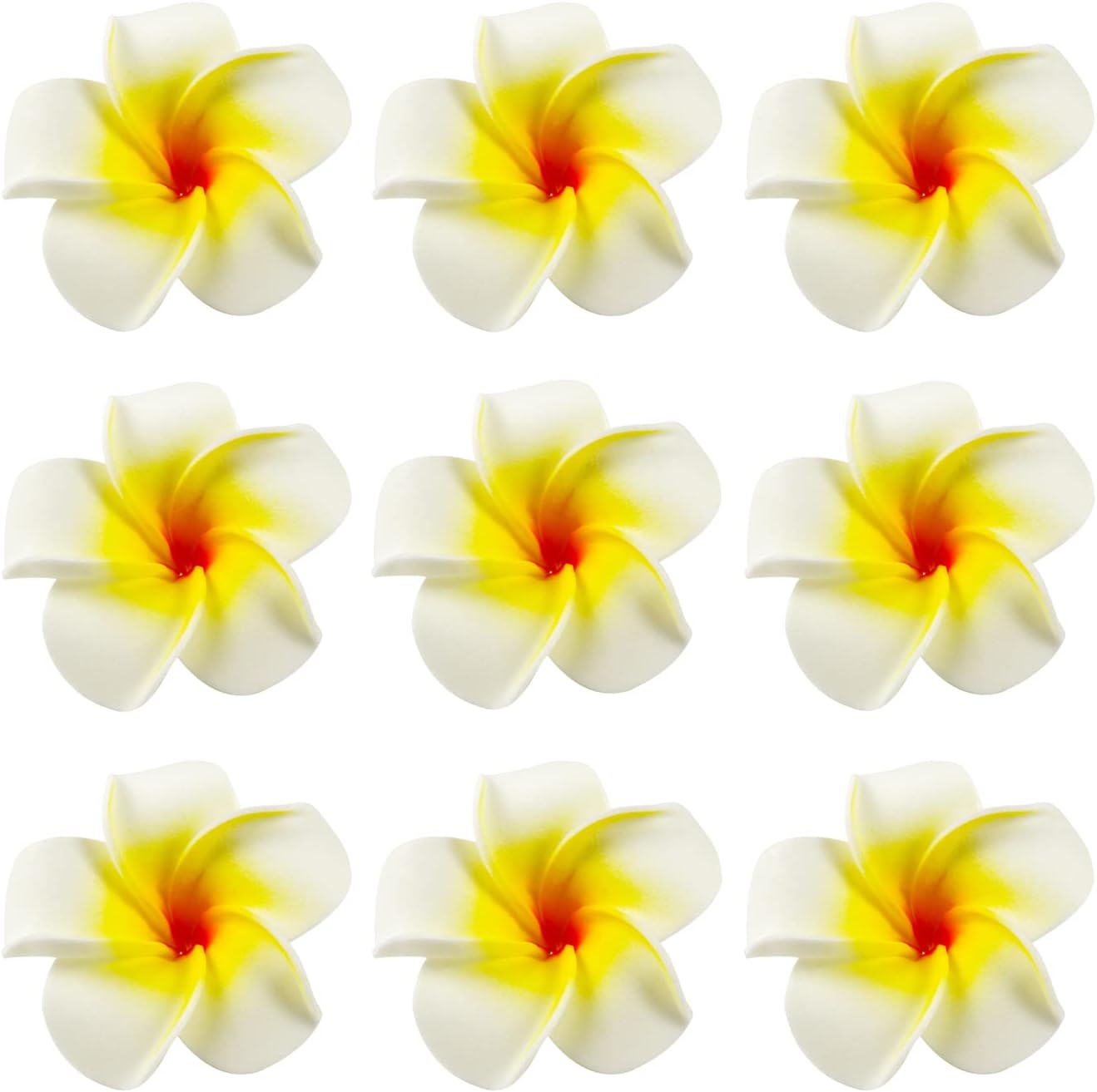 100Pcs Artificial Plumeria Frangipani Flower, Floating Flowers for Pool | Hawaiian Flowers Centerpiece, Artificial White Foam Plumeria, Petal Hat Head DIY Home Wedding Party Decoration