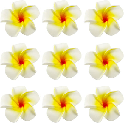 100Pcs Artificial Plumeria Frangipani Flower, Floating Flowers for Pool | Hawaiian Flowers Centerpiece, Artificial White Foam Plumeria, Petal Hat Head DIY Home Wedding Party Decoration