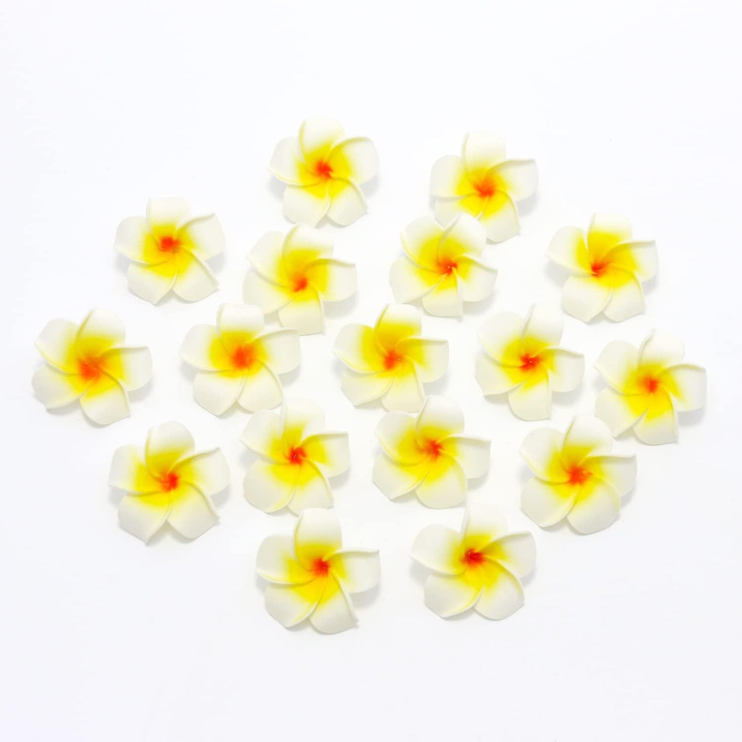 100Pcs Artificial Plumeria Frangipani Flower, Floating Flowers for Pool | Hawaiian Flowers Centerpiece, Artificial White Foam Plumeria, Petal Hat Head DIY Home Wedding Party Decoration
