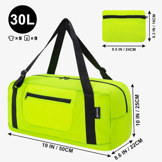 Foldable Travel Duffel Bag For Women & Men Luggage Great for Gym - Fluorescent yellow
