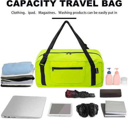 Foldable Travel Duffel Bag For Women & Men Luggage Great for Gym - Fluorescent yellow