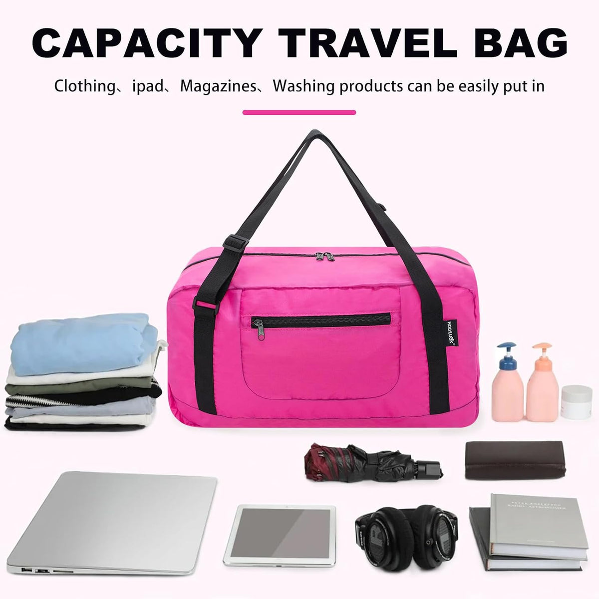 Foldable Travel Duffel Bag For Women & Men Luggage Great for Gym - Fluorescent yellow
