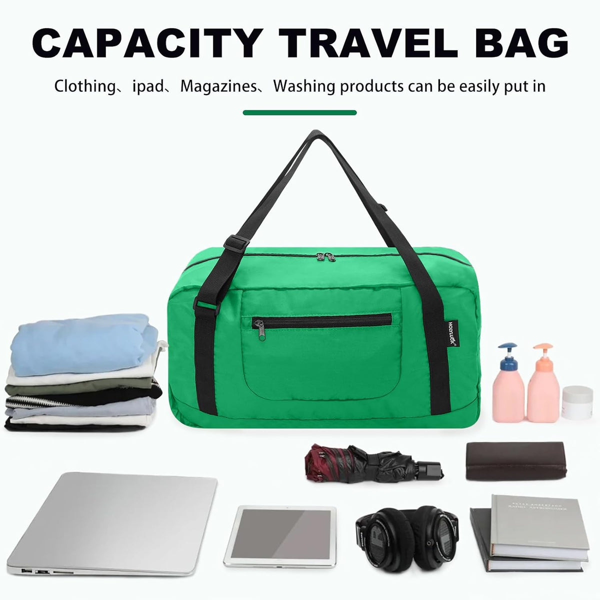 Foldable Travel Duffel Bag For Women & Men Luggage Great for Gym - Fluorescent yellow