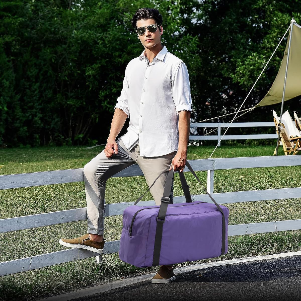Foldable Travel Duffel Bag For Women & Men Luggage Great for Gym - Fluorescent yellow
