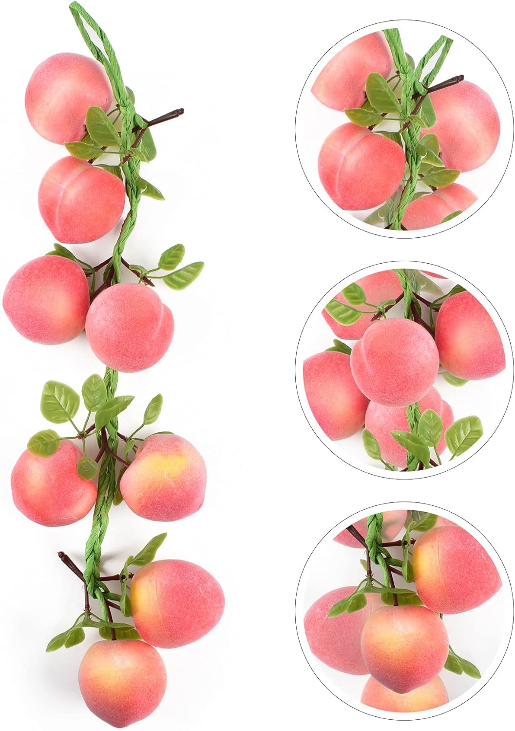 Artificial Peach Pendant 1Pcs, Fake Fruit Simulation Peach String Home Kitchen Party Decorate Lifelike Food Festival Decorations Photo Props