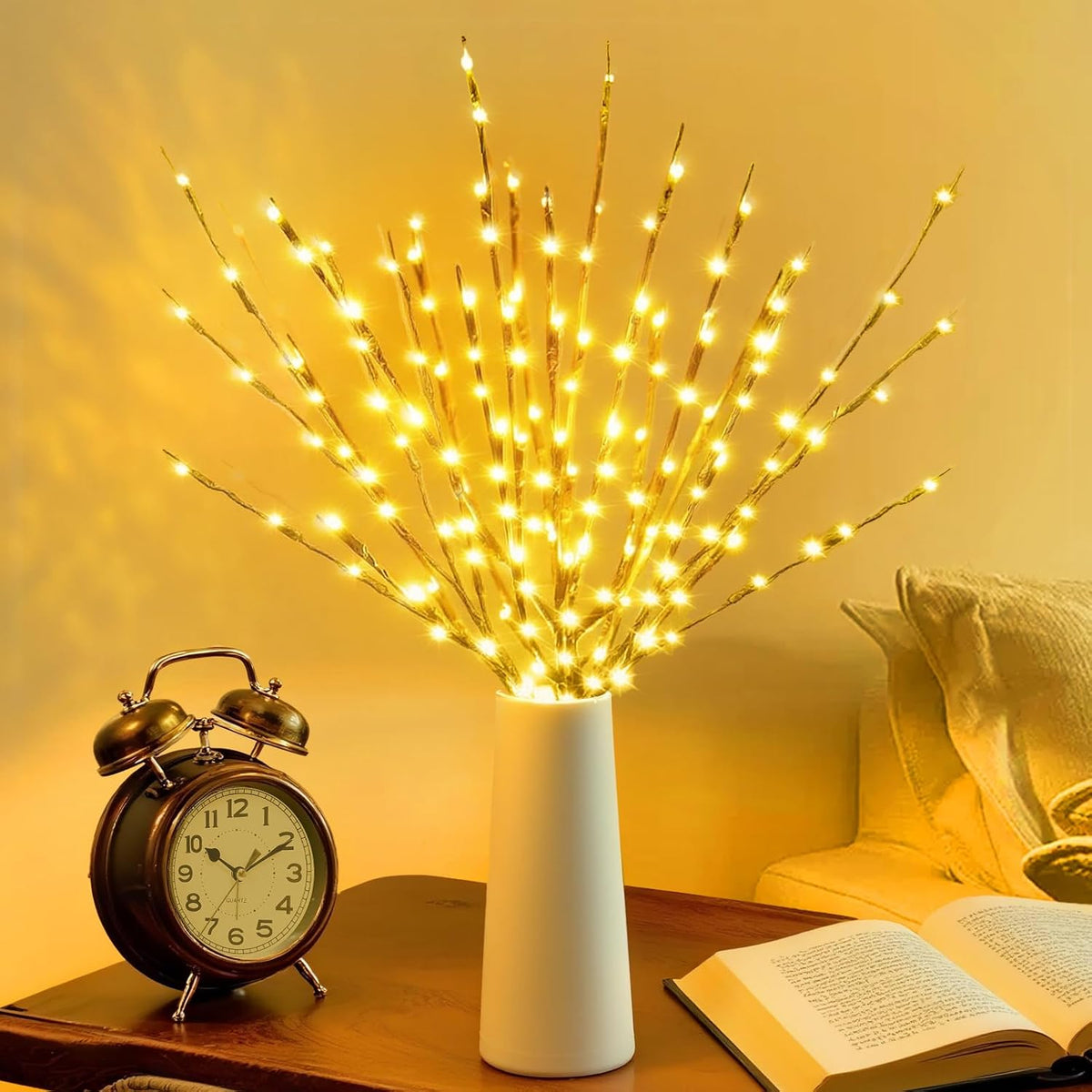 DK177 Led Branch Light Battery Operated Lighted Branch Vase Filler Willow Tree Artificial Little Twig Power Brown 30 Inch 20 LED for Indoor Romantic, Multicolor Light