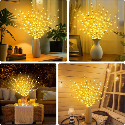 DK177 Led Branch Light Battery Operated Lighted Branch Vase Filler Willow Tree Artificial Little Twig Power Brown 30 Inch 20 LED for Indoor Romantic, Multicolor Light