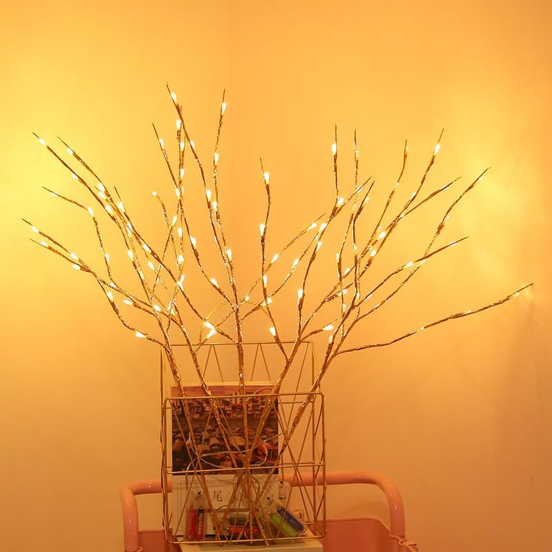 DK177 Led Branch Light Battery Operated Lighted Branch Vase Filler Willow Tree Artificial Little Twig Power Brown 30 Inch 20 LED for Indoor Romantic, Multicolor Light