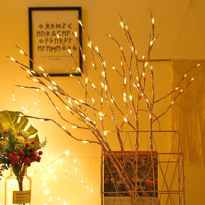 DK177 Led Branch Light Battery Operated Lighted Branch Vase Filler Willow Tree Artificial Little Twig Power Brown 30 Inch 20 LED for Indoor Romantic, Multicolor Light