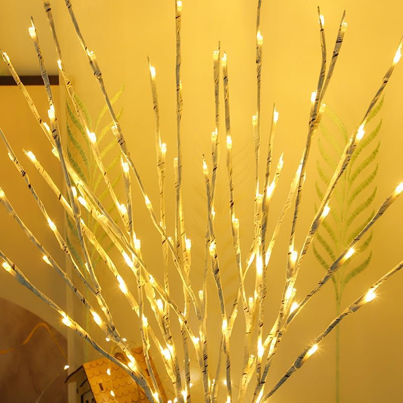 DK177 Led Branch Light Battery Operated Lighted Branch Vase Filler Willow Tree Artificial Little Twig Power Brown 30 Inch 20 LED for Indoor Romantic, Multicolor Light