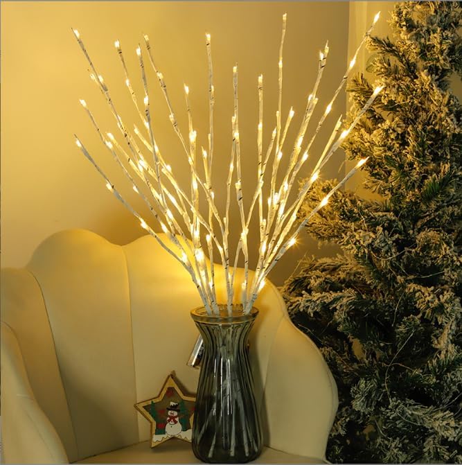 DK177 Led Branch Light Battery Operated Lighted Branch Vase Filler Willow Tree Artificial Little Twig Power Brown 30 Inch 20 LED for Indoor Romantic, Multicolor Light