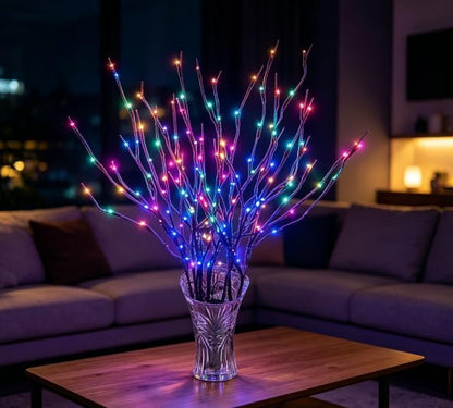 DK177 Led Branch Light Battery Operated Lighted Branch Vase Filler Willow Tree Artificial Little Twig Power Brown 30 Inch 20 LED for Indoor Romantic, Multicolor Light