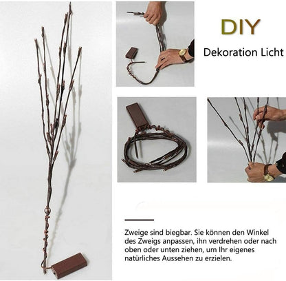 DK177 Led Branch Light Battery Operated Lighted Branch Vase Filler Willow Tree Artificial Little Twig Power Brown 30 Inch 20 LED for Indoor Romantic, Multicolor Light