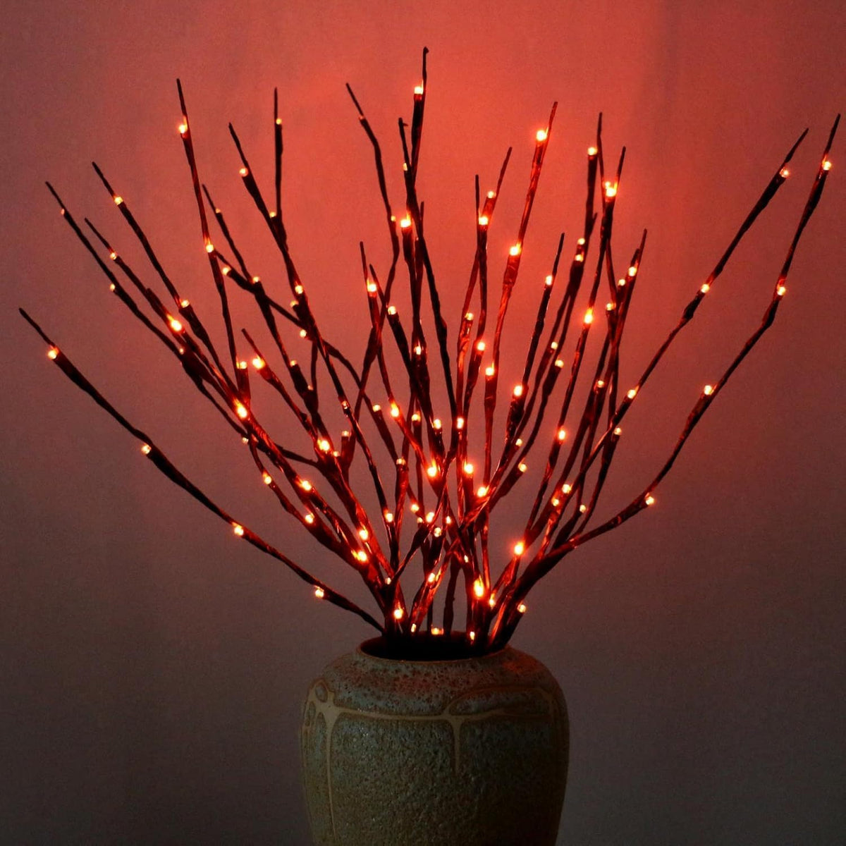 DK177 Led Branch Light Battery Operated Lighted Branch Vase Filler Willow Tree Artificial Little Twig Power Brown 30 Inch 20 LED for Indoor Romantic, Multicolor Light