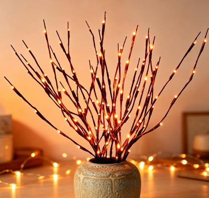 DK177 Led Branch Light Battery Operated Lighted Branch Vase Filler Willow Tree Artificial Little Twig Power Brown 30 Inch 20 LED for Indoor Romantic, Multicolor Light