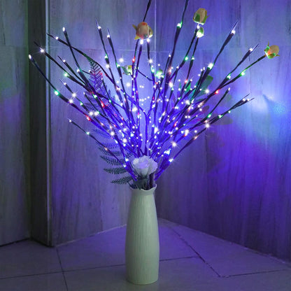 DK177 Led Branch Light Battery Operated Lighted Branch Vase Filler Willow Tree Artificial Little Twig Power Brown 30 Inch 20 LED for Indoor Romantic, Multicolor Light