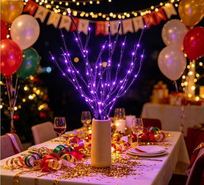 DK177 Led Branch Light Battery Operated Lighted Branch Vase Filler Willow Tree Artificial Little Twig Power Brown 30 Inch 20 LED for Indoor Romantic, Multicolor Light