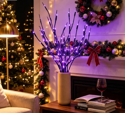 DK177 Led Branch Light Battery Operated Lighted Branch Vase Filler Willow Tree Artificial Little Twig Power Brown 30 Inch 20 LED for Indoor Romantic, Multicolor Light