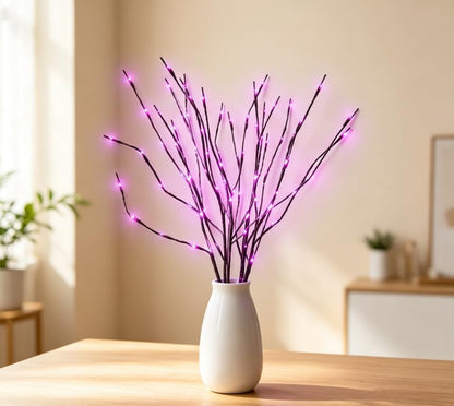 DK177 Led Branch Light Battery Operated Lighted Branch Vase Filler Willow Tree Artificial Little Twig Power Brown 30 Inch 20 LED for Indoor Romantic, Multicolor Light