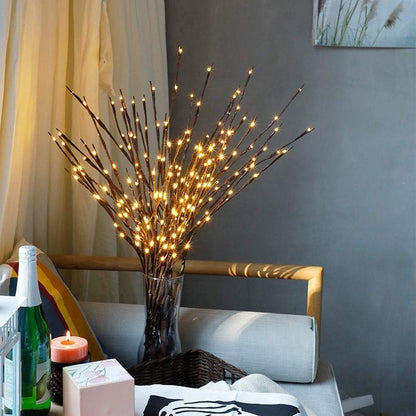 DK177 Led Branch Light Battery Operated Lighted Branch Vase Filler Willow Tree Artificial Little Twig Power Brown 30 Inch 20 LED for Indoor Romantic, Multicolor Light