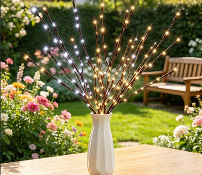 DK177 Led Branch Light Battery Operated Lighted Branch Vase Filler Willow Tree Artificial Little Twig Power Brown 30 Inch 20 LED for Indoor Romantic, Multicolor Light