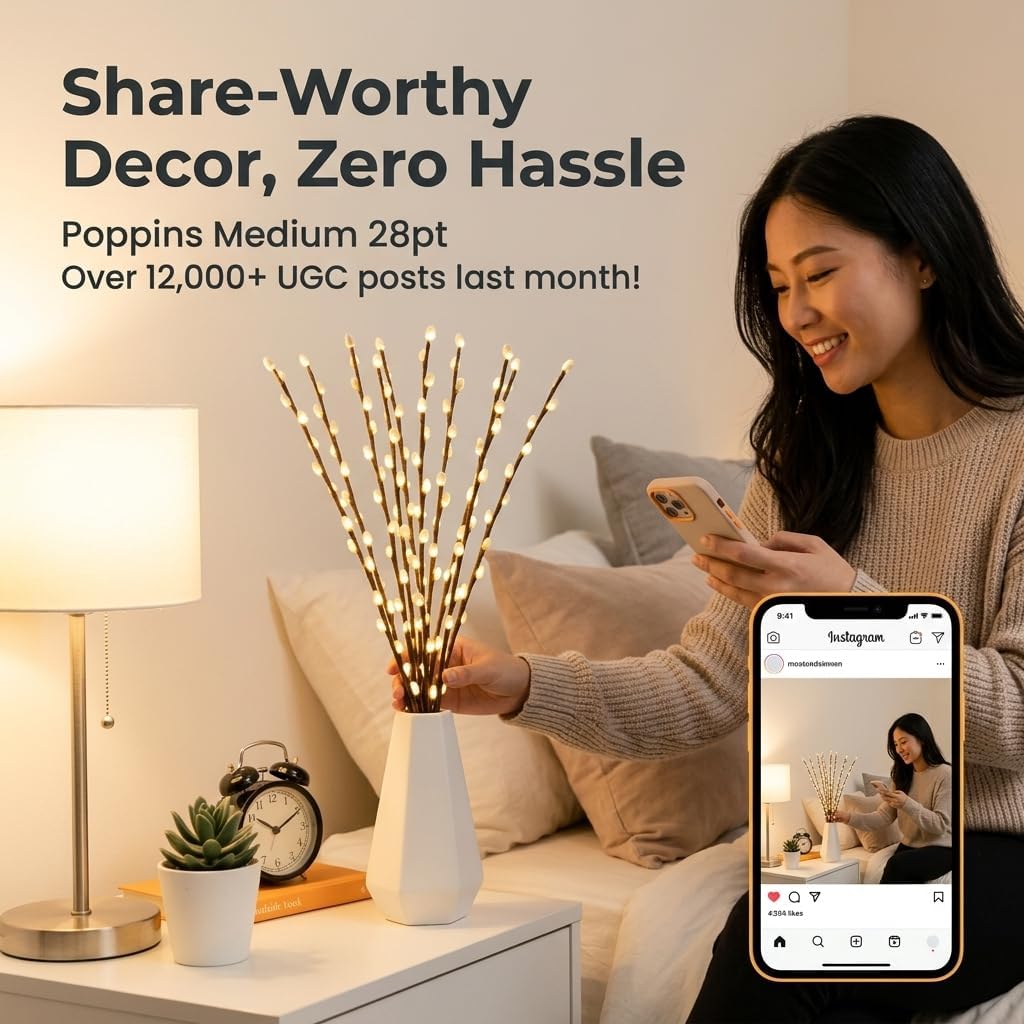 DK177 Led Branch Light Battery Operated Lighted Branch Vase Filler Willow Tree Artificial Little Twig Power Brown 30 Inch 20 LED for Indoor Romantic, Multicolor Light