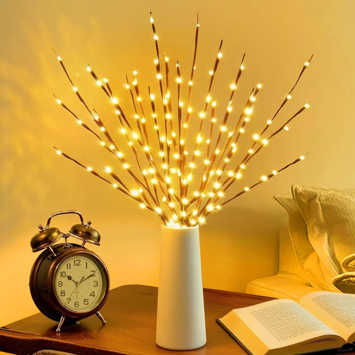DK177 Led Branch Light Battery Operated Lighted Branch Vase Filler Willow Tree Artificial Little Twig Power Brown 30 Inch 20 LED for Indoor Romantic, Multicolor Light