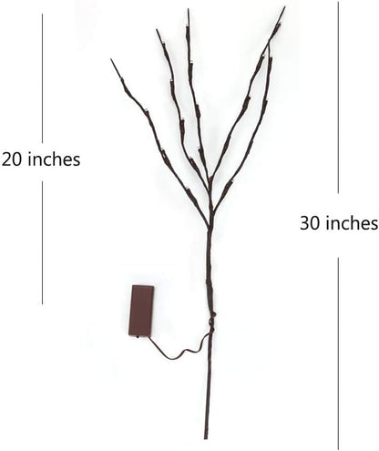 DK177 Led Branch Light Battery Operated Lighted Branch Vase Filler Willow Tree Artificial Little Twig Power Brown 30 Inch 20 LED for Indoor Romantic, Multicolor Light