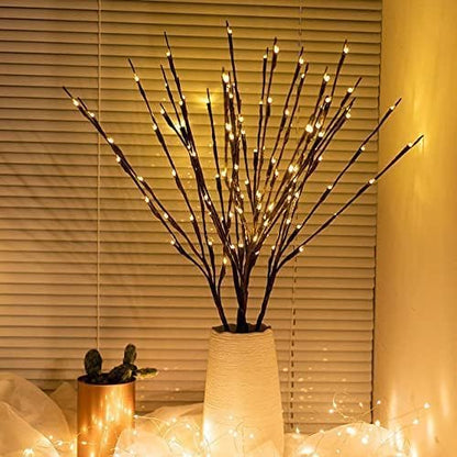 DK177 Led Branch Light Battery Operated Lighted Branch Vase Filler Willow Tree Artificial Little Twig Power Brown 30 Inch 20 LED for Indoor Romantic, Multicolor Light
