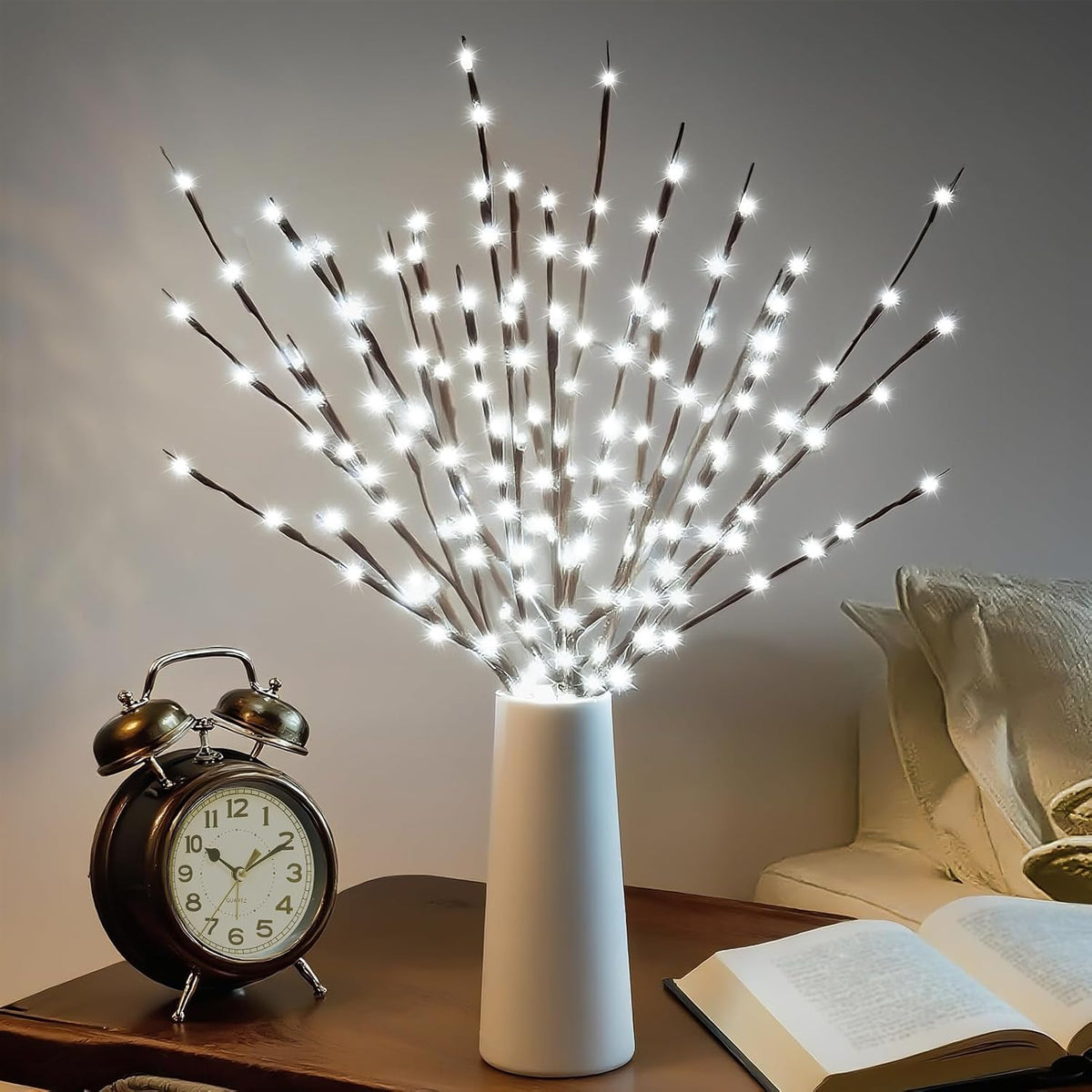 DK177 Led Branch Light Battery Operated Lighted Branch Vase Filler Willow Tree Artificial Little Twig Power Brown 30 Inch 20 LED for Indoor Romantic, Multicolor Light
