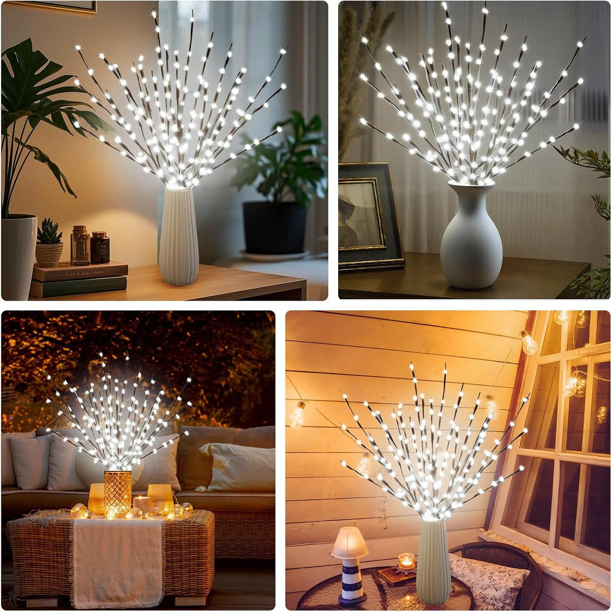 DK177 Led Branch Light Battery Operated Lighted Branch Vase Filler Willow Tree Artificial Little Twig Power Brown 30 Inch 20 LED for Indoor Romantic, Multicolor Light