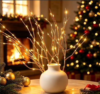DK177 Led Branch Light Battery Operated Lighted Branch Vase Filler Willow Tree Artificial Little Twig Power Brown 30 Inch 20 LED for Indoor Romantic, Multicolor Light