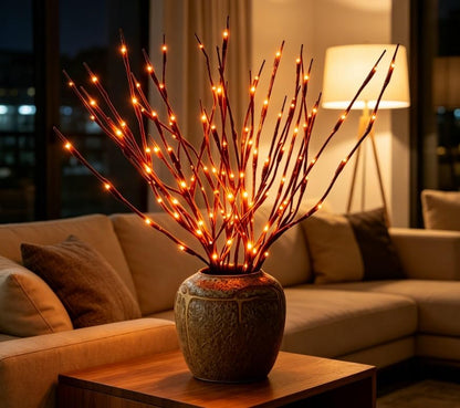 DK177 Led Branch Light Battery Operated Lighted Branch Vase Filler Willow Tree Artificial Little Twig Power Brown 30 Inch 20 LED for Indoor Romantic, Multicolor Light