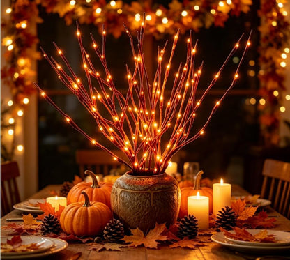 DK177 Led Branch Light Battery Operated Lighted Branch Vase Filler Willow Tree Artificial Little Twig Power Brown 30 Inch 20 LED for Indoor Romantic, Multicolor Light