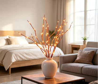 DK177 Led Branch Light Battery Operated Lighted Branch Vase Filler Willow Tree Artificial Little Twig Power Brown 30 Inch 20 LED for Indoor Romantic, Multicolor Light