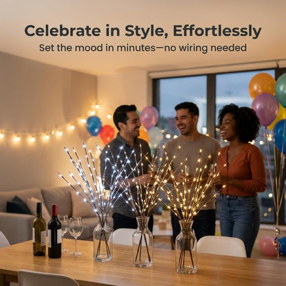 DK177 Led Branch Light Battery Operated Lighted Branch Vase Filler Willow Tree Artificial Little Twig Power Brown 30 Inch 20 LED for Indoor Romantic, Multicolor Light