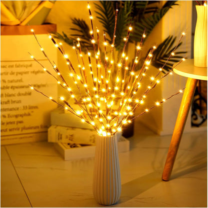 DK177 Led Branch Light Battery Operated Lighted Branch Vase Filler Willow Tree Artificial Little Twig Power Brown 30 Inch 20 LED for Indoor Romantic, Multicolor Light