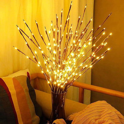 DK177 Led Branch Light Battery Operated Lighted Branch Vase Filler Willow Tree Artificial Little Twig Power Brown 30 Inch 20 LED for Indoor Romantic, Multicolor Light
