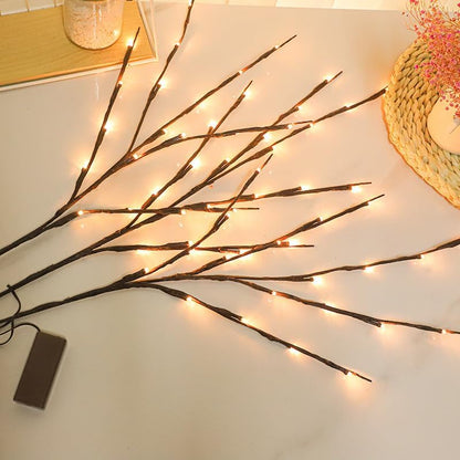 DK177 Led Branch Light Battery Operated Lighted Branch Vase Filler Willow Tree Artificial Little Twig Power Brown 30 Inch 20 LED for Indoor Romantic, Multicolor Light