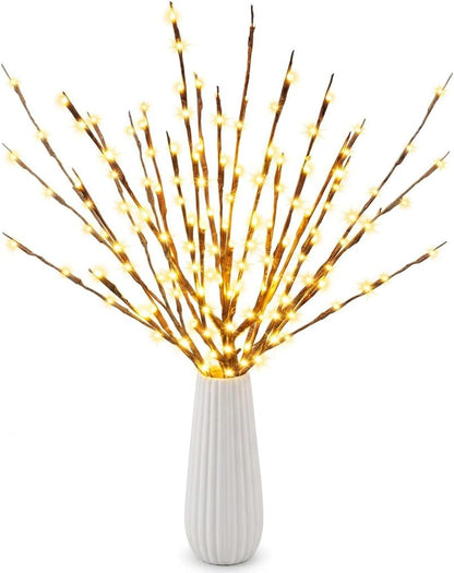 DK177 Led Branch Light Battery Operated Lighted Branch Vase Filler Willow Tree Artificial Little Twig Power Brown 30 Inch 20 LED for Indoor Romantic, Multicolor Light