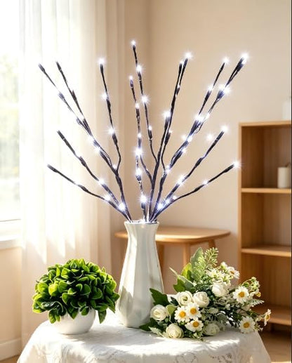 DK177 Led Branch Light Battery Operated Lighted Branch Vase Filler Willow Tree Artificial Little Twig Power Brown 30 Inch 20 LED for Indoor Romantic, Multicolor Light