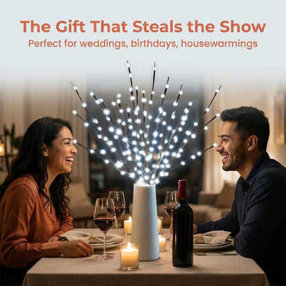 DK177 Led Branch Light Battery Operated Lighted Branch Vase Filler Willow Tree Artificial Little Twig Power Brown 30 Inch 20 LED for Indoor Romantic, Multicolor Light
