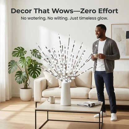 DK177 Led Branch Light Battery Operated Lighted Branch Vase Filler Willow Tree Artificial Little Twig Power Brown 30 Inch 20 LED for Indoor Romantic, Multicolor Light