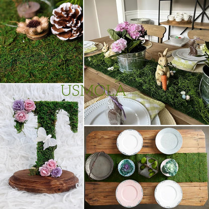 Moss Roll, Dried Moss for Crafts, Moss Table Runner for Fairy Gardens, Wedding Woodland Decor, Preserved Moss Mat for Table Decoration (12" W x 60" L)