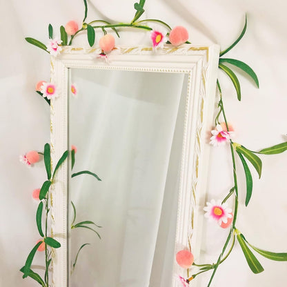 Artificial Fruit Peach Hanging Vines Plant Garland Artificial Flowers and Leaves Wreath for Home Garden Wedding Party Decor (1, Peach Vine)