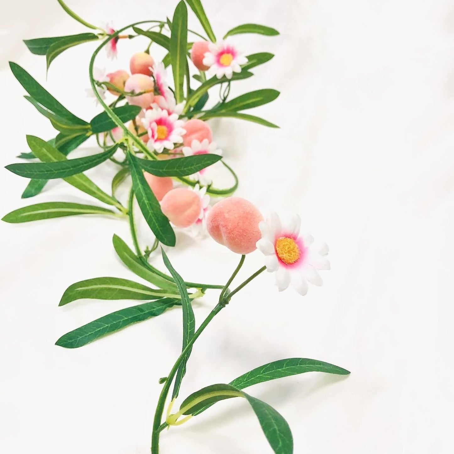 Artificial Fruit Peach Hanging Vines Plant Garland Artificial Flowers and Leaves Wreath for Home Garden Wedding Party Decor (1, Peach Vine)