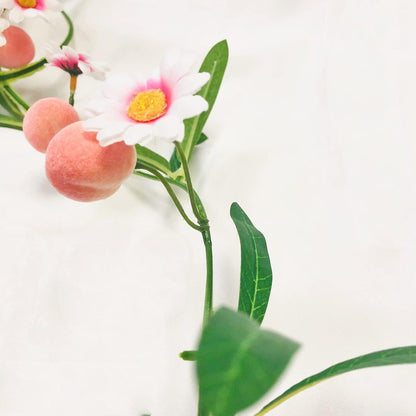 Artificial Fruit Peach Hanging Vines Plant Garland Artificial Flowers and Leaves Wreath for Home Garden Wedding Party Decor (1, Peach Vine)