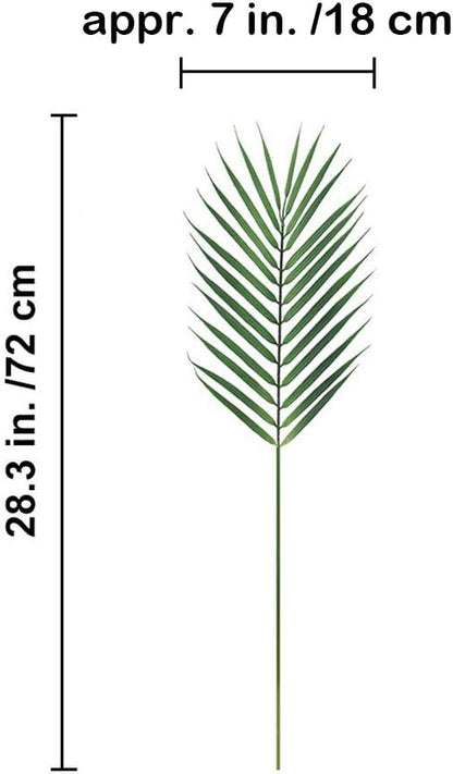Artificial Areca Palm Leaves, 8 Pcs Faux Tropical Palm Tree Leaves Stems for Floral Arrangement, Hawaiian Luau, Jungle Beach Wedding Party Decor, 28 Inches Tall